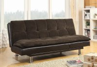 Overstuffed Brown and Chrome Sofa Bed