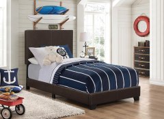 Dorian Brown Faux Leather Twin Bed