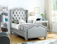 Belmont Grey Upholstered Twin Bed