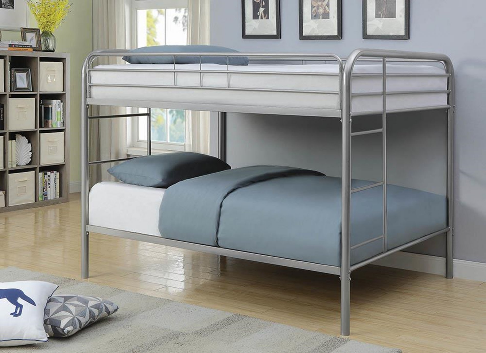 Morgan Silver Full Bunk Bed - Click Image to Close