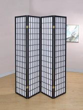 Transitional Black Four-Panel Screen