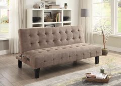 Taupe Sofa Bed with USB and Power Ports