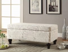 Transitional Off-White and Grey Bench