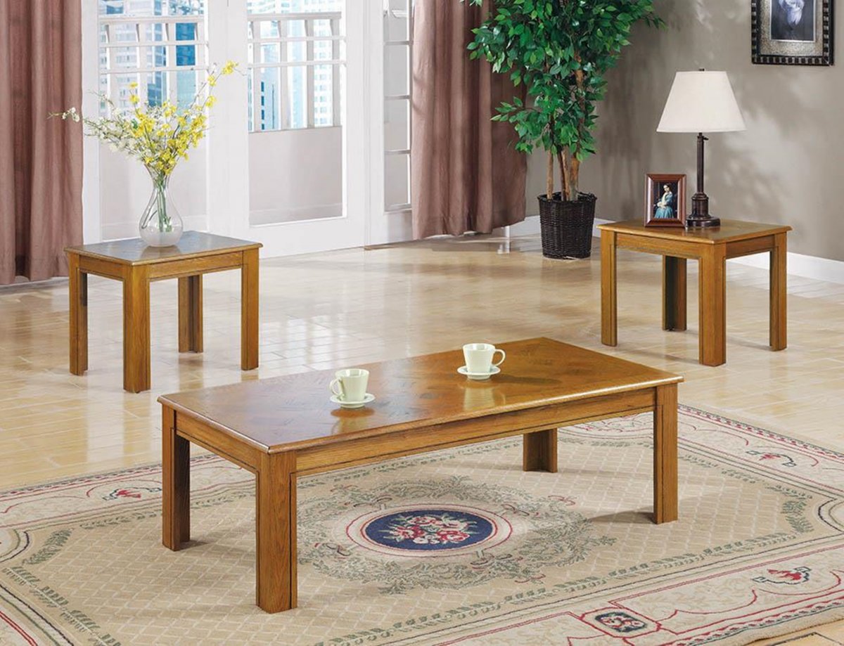 Three-Piece Casual Occasional Oak Table Set
