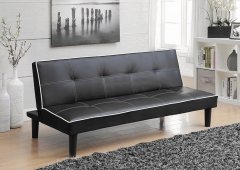 Contemporary Black Faux Leather Sofa Bed