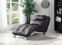 Contemporary Brown Faux Leather Chaise