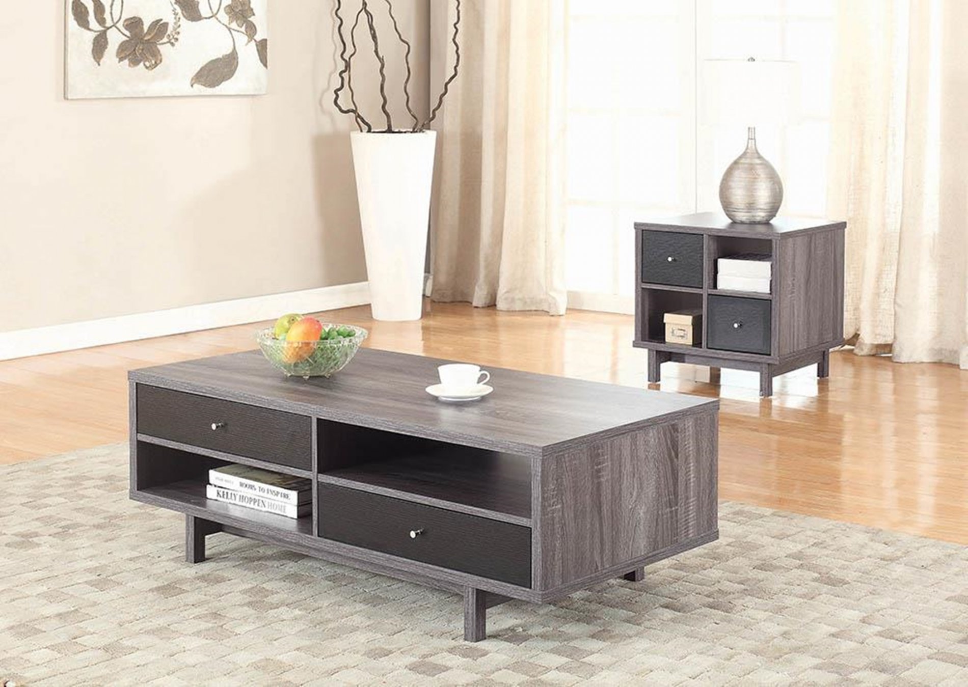 Mid-Century Modern Black Coffee Table - Click Image to Close