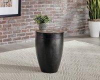 Industrial Round Black Iron End Table