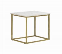 White and Brushed Brass Side Table