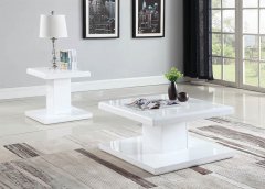 Contemporary White End Table With Swiveling Top