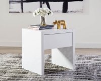 Contemporary White End Table