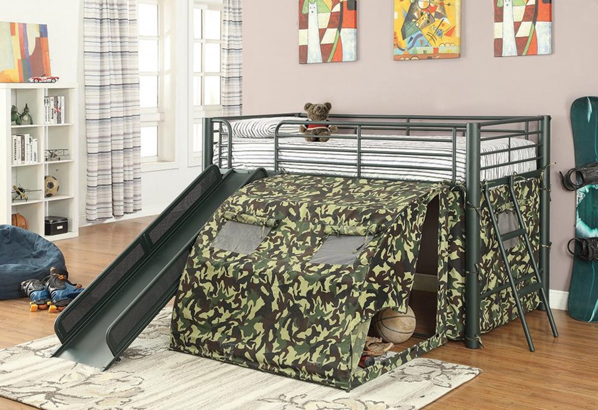 Camouflage Themed Glossy Loft Bed