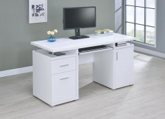 Contemporary White Computer Desk