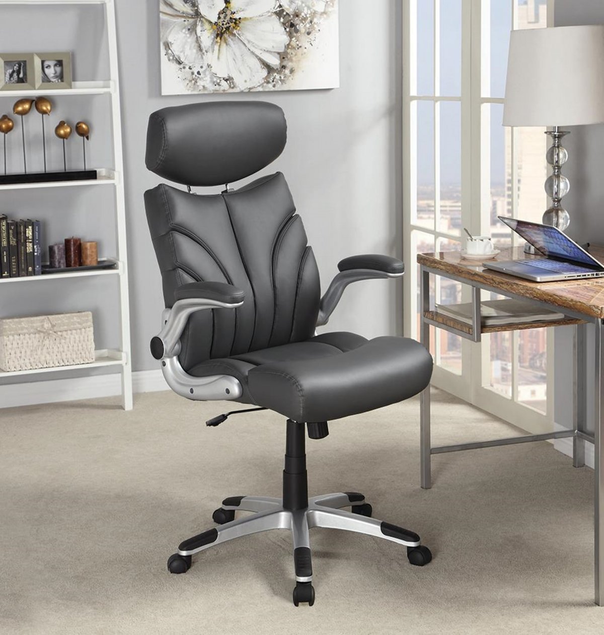 Contemporary Grey and Silver Office Chair