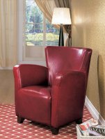 Transitional Red Faux Leather Accent Chair