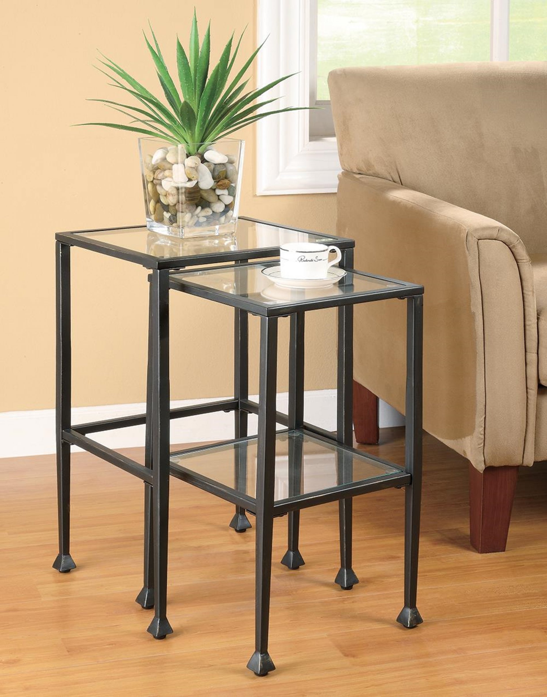 Transitional Black Nesting Table - Click Image to Close
