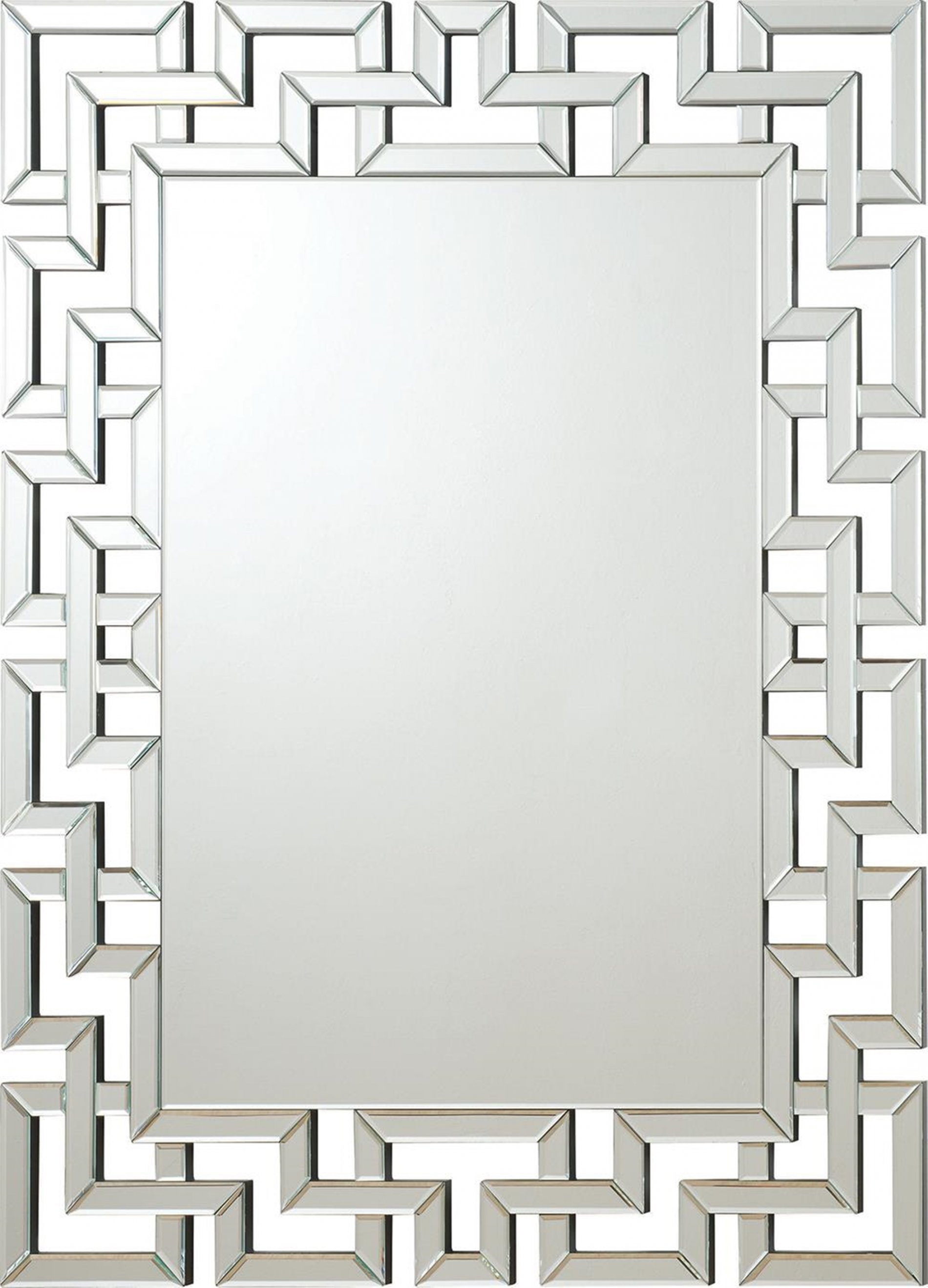 Transitional Frameless Greek Key Mirror - Click Image to Close