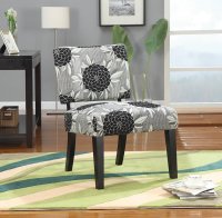 Casual White Grey and Black Accent Chair