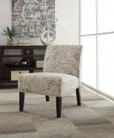 Traditional Off-White and Grey Accent Chair
