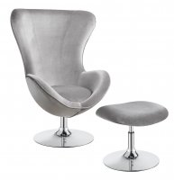 Grey and Chrome Chair and Ottoman