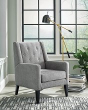 Transitional Demi-Wing Grey Accent Chair