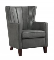 Upholstered Dark Grey Wing Back Accent Chair
