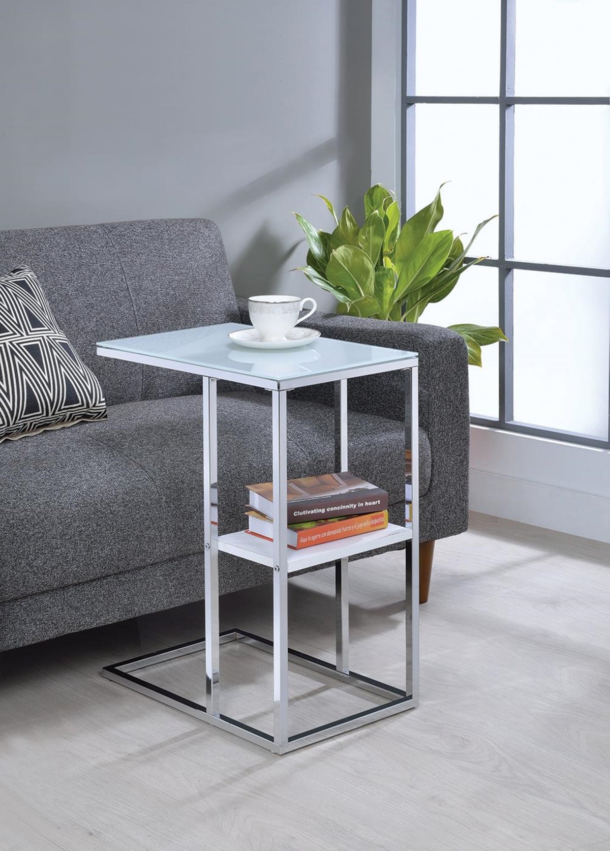 Contemporary Chrome Snack Table