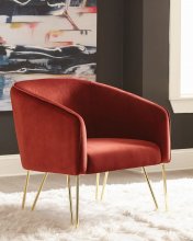 Modern Red and Brass Accent Chair