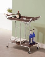 Transitional Walnut and Chrome Serving Cart