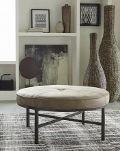 Industrial Brown Upholstered Ottoman