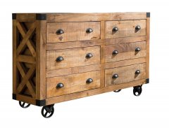 Rustic Six-Drawer Accent Cabinet