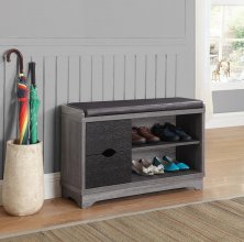 Rustic Distressed Grey Shoe Cabinet