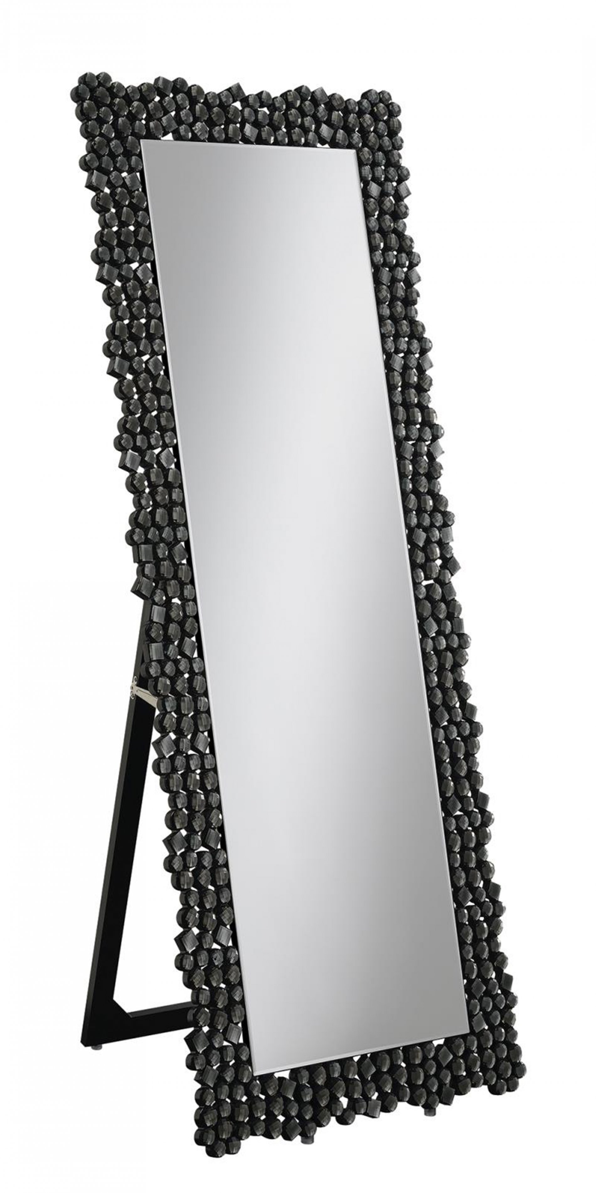 Silver and Smoke Grey Standing Cheval Mirror - Click Image to Close