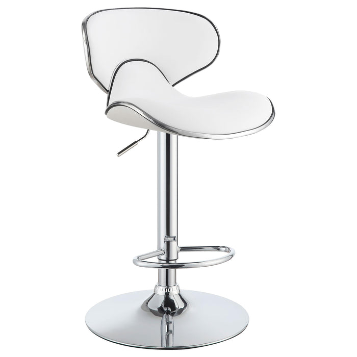 Edenton Upholstered Adjustable Height Bar Stools White and Chrome (Set of 2) image