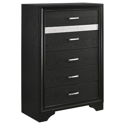 Miranda 5-drawer Chest Black and Rhinestone image