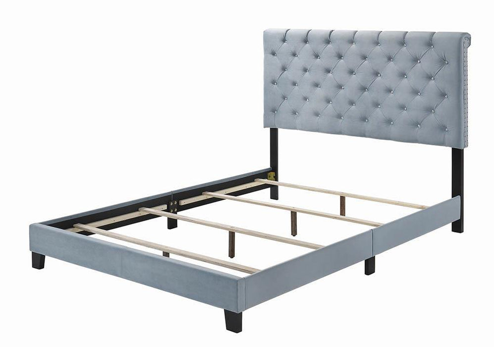 Warner Eastern King Upholstered Bed Slate Blue