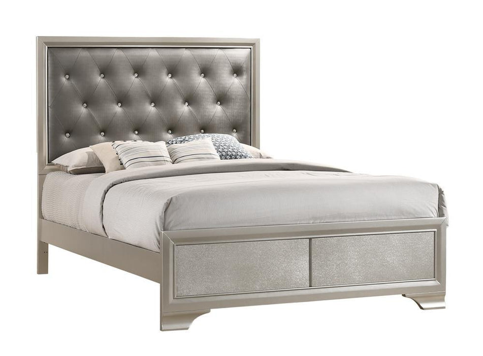 Salford Eastern King Panel Bed Metallic Sterling and Charcoal Grey