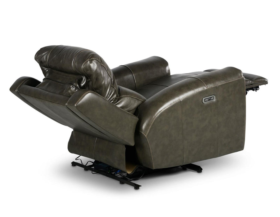 Steve Silver Laurel Leather Dual Power Recliner in Grey