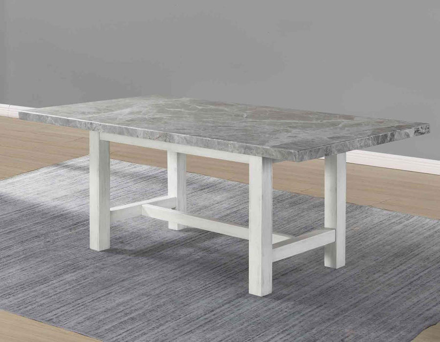 Steve Silver Canova Gray Marble Top Dining Table in Cathedral White