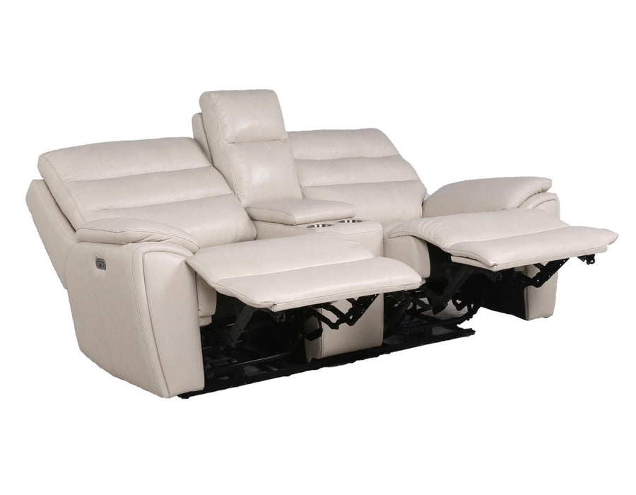 Steve Silver Duval Leather Dual Power Reclining Loveseat in Impressive Ivory