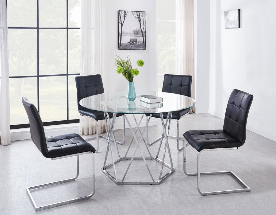 Steve Silver Escondido Round Dining Table in Chrome