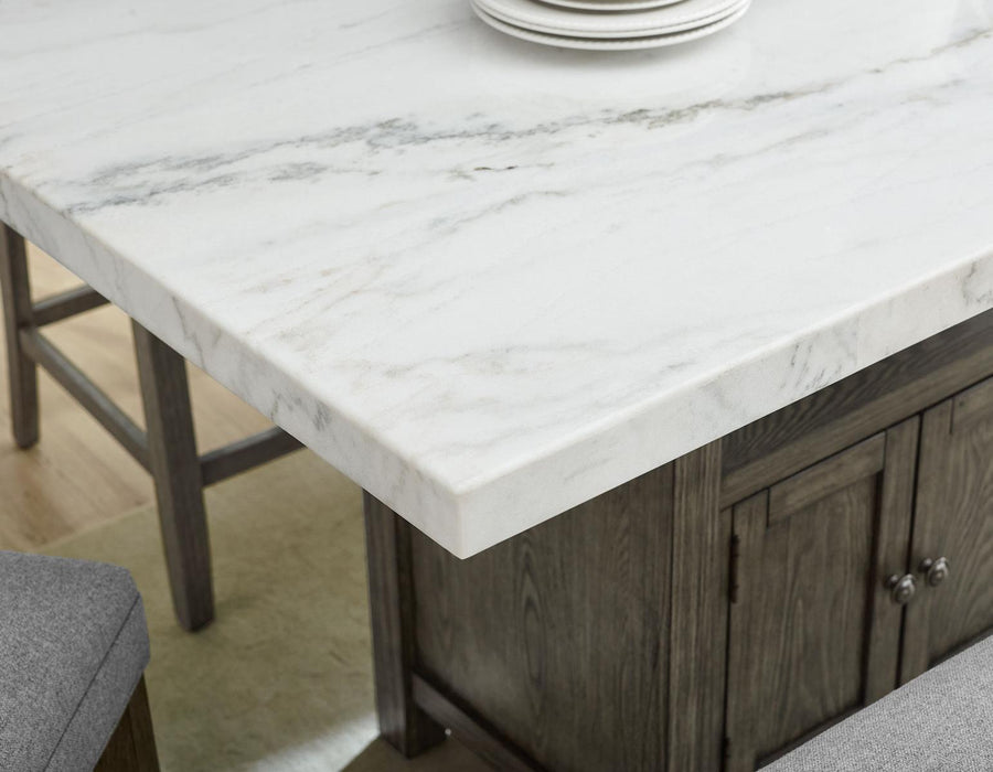 Steve Silver Grayson White Marble Counter Storage Table in Driftwood