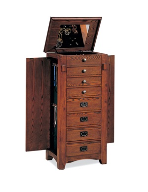 900045 Jewelry Armoire (Mission Oak) - Click Image to Close